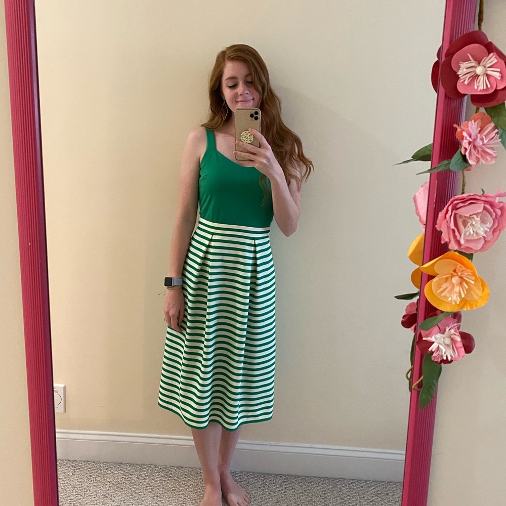 Charming Charlie Green Striped Dress